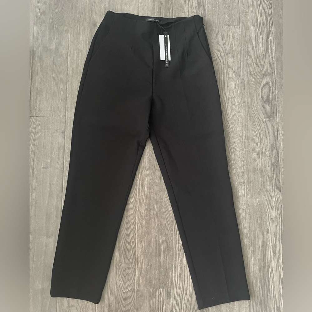 Dynamite Women’s Kendall Slim Side Zip Black Dress Pants